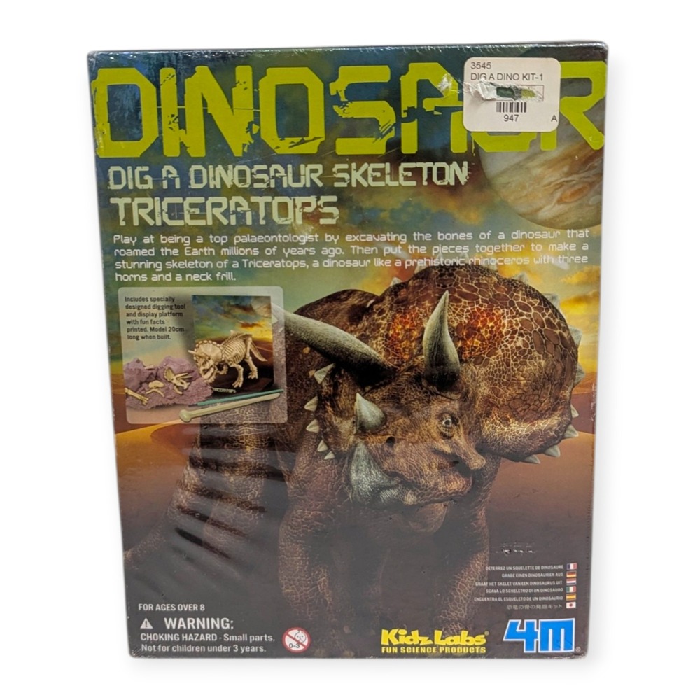 4M KidzLabs Dig A Dinosaur Skeleton Triceratops Excavation Kit 3545 New‎
